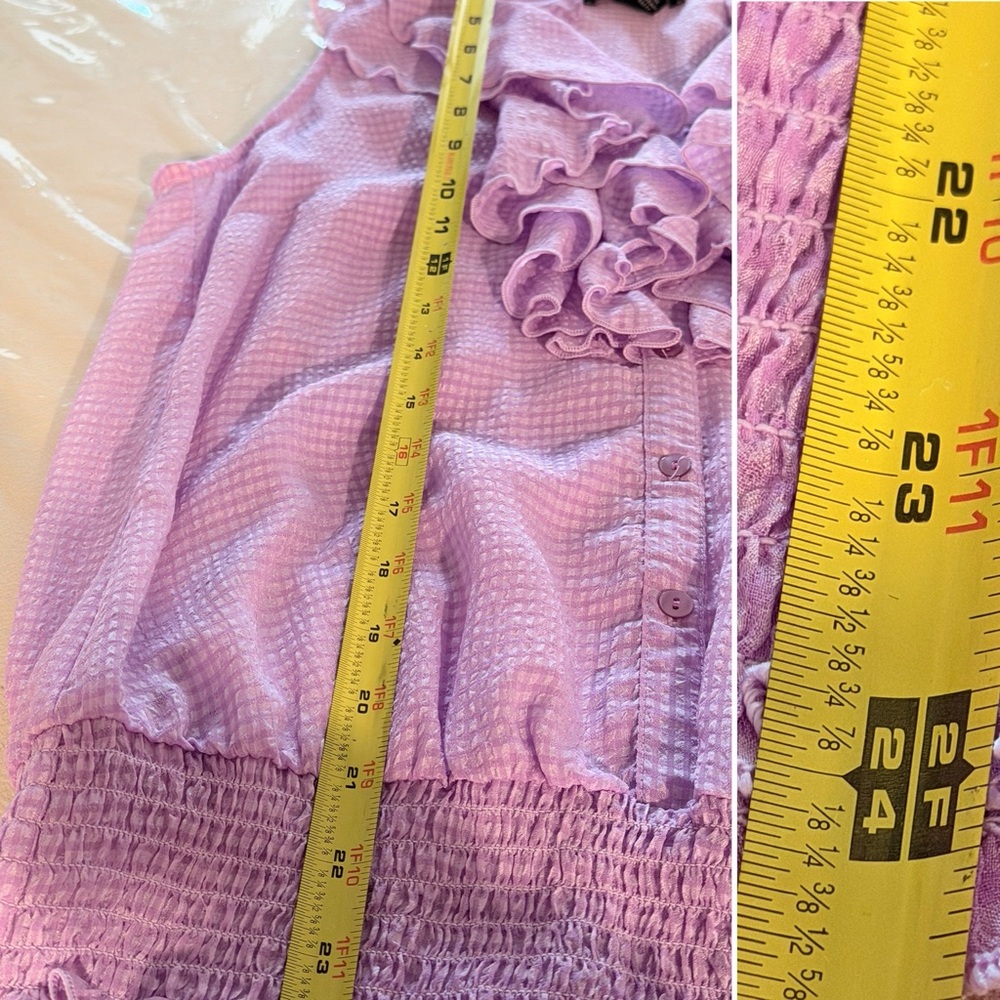 BCX Y2K Women's Lavender Ruffled Gingham Sleeveless Career Office Work Top Small - Picture 16 of 16